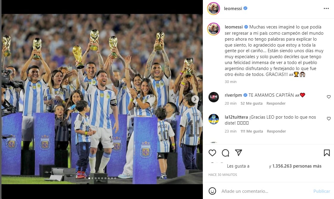 El álbum de fotos que Lionel Messi sobre la fiesta de los campeones del mundo (Instagram)