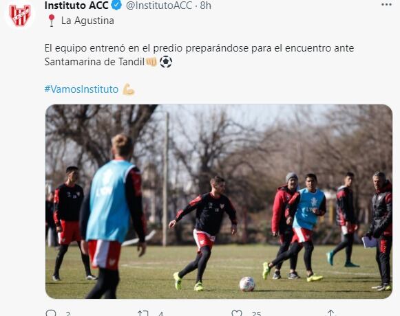 Joaquín Arzura, flamante refuerzo, ya entrena con el plantel de Instituto.