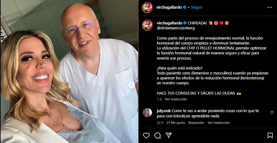 La nueva tendencia entre los famosos: Virginia Gallardo se somete a un implante de chip para retrasar el envejecimiento