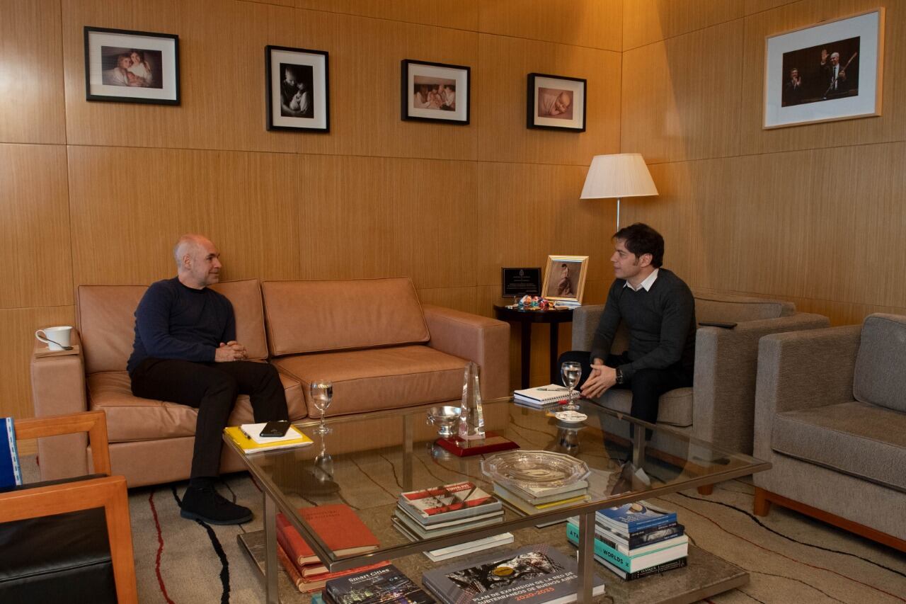 El jefe de Gobierno Porteño, Horacio Rodríguez Larreta, y el gobernador de Buenos Aires, Axel Kicillof. (Prensa Gobierno de la Provincia)