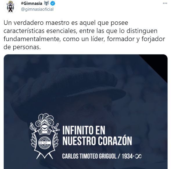 Gimnasia despidió a Carlos Griguol en las redes sociales.