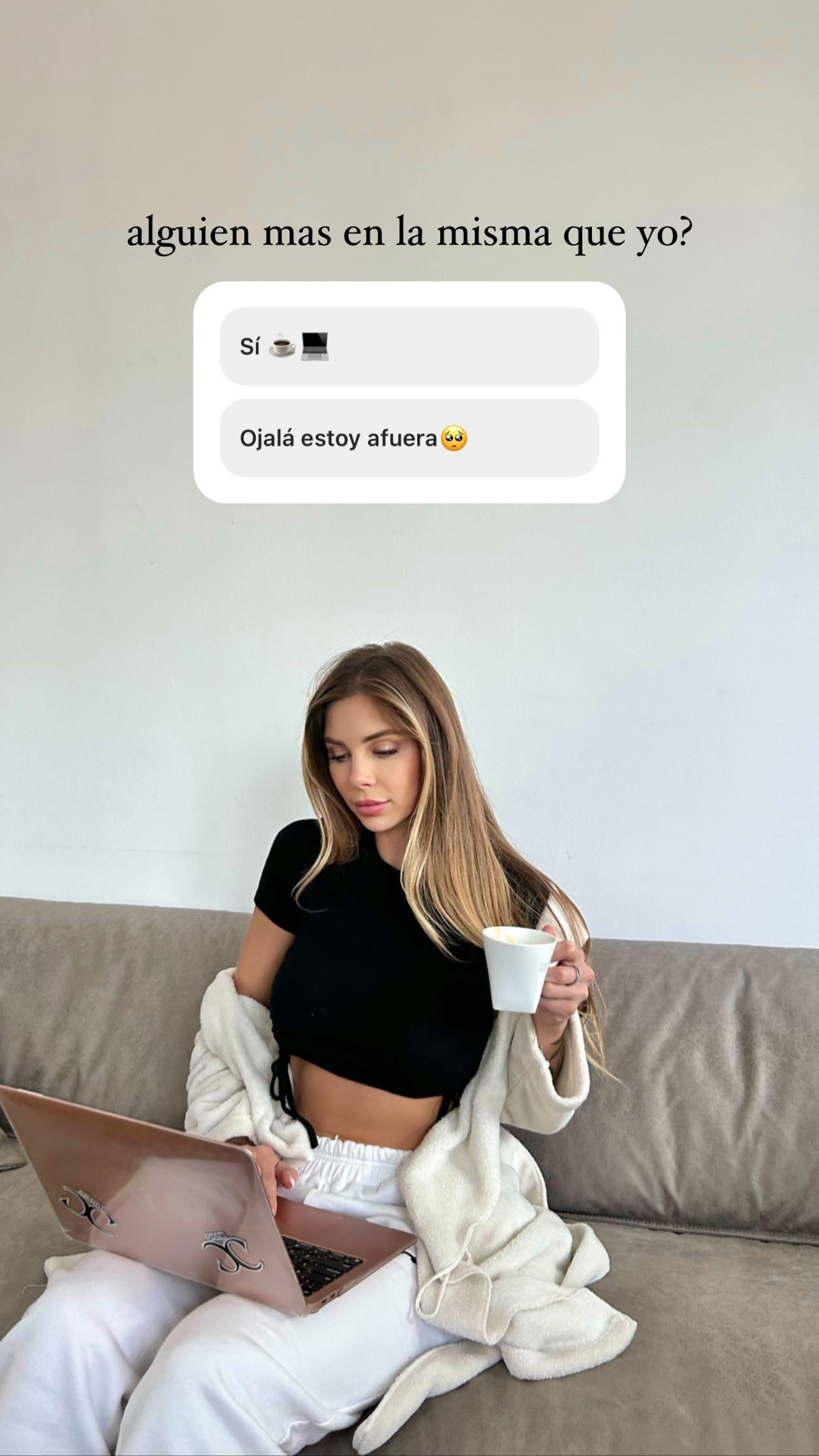 La conductora mostró su lado más relajado en una historia de Instagram con un conjunto deportivo.