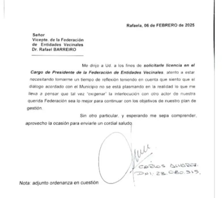 Licencia de Carlos Álvarez en la FEV