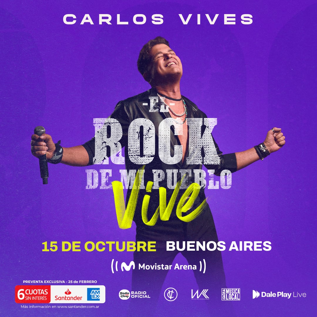 Carlos Vives en Argentina 2025: cuándo se presenta y dónde comprar las entradas