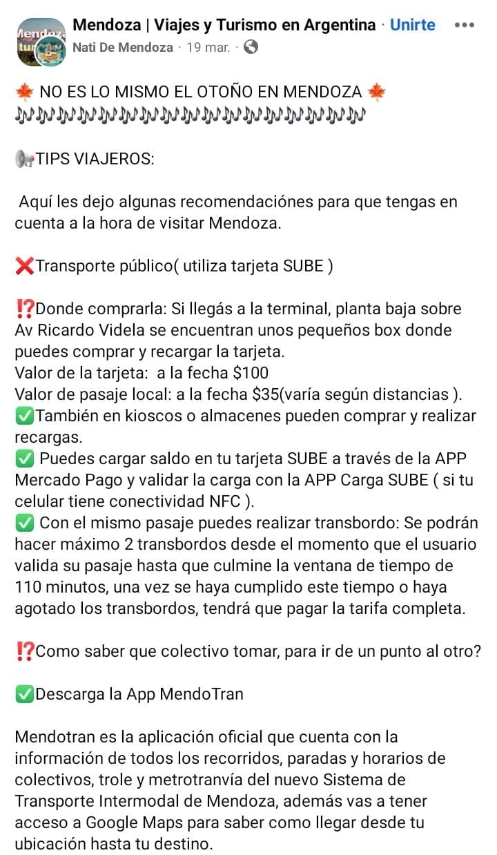 Una mendocina le brindó ayuda virtual a turistas que deseen visitar la provincia en otoño.