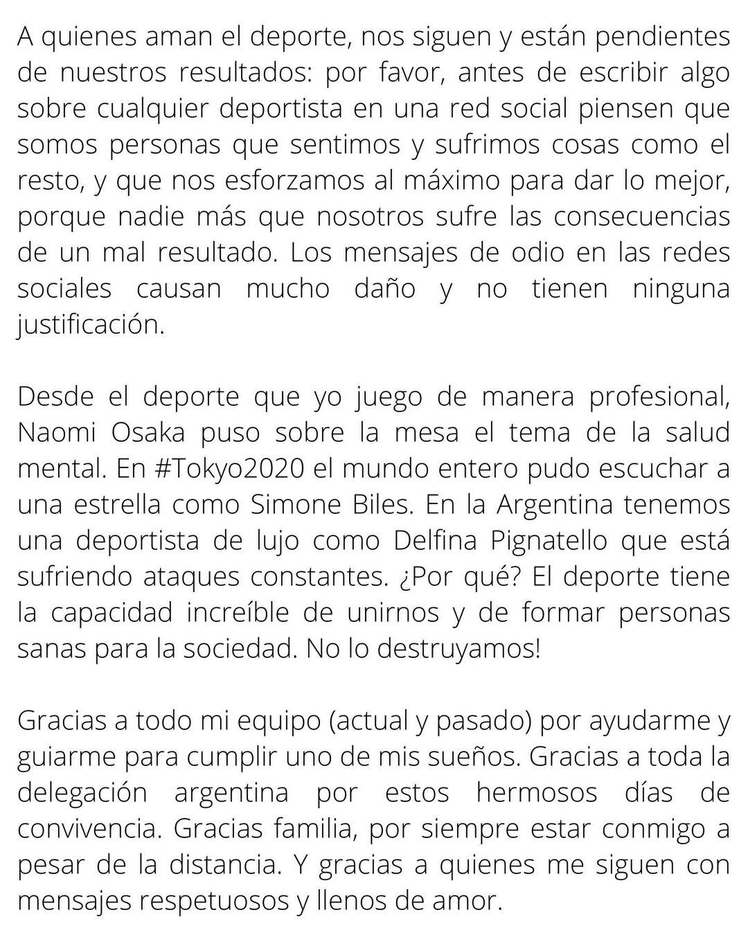 Nadia Podoroska habló sobre las críticas que recibió tras su participación en los Juegos Olímpicos 2020