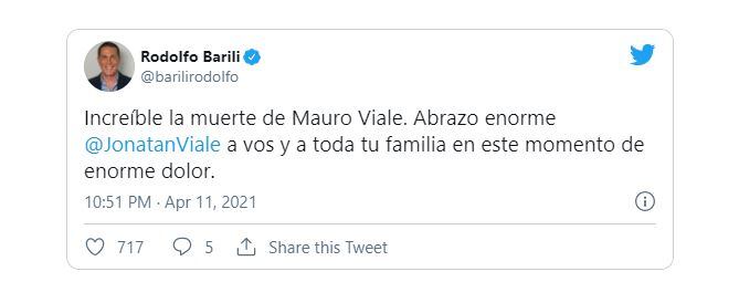 Rodolfo Barili se expresó por la muerte de Mauro Viale.