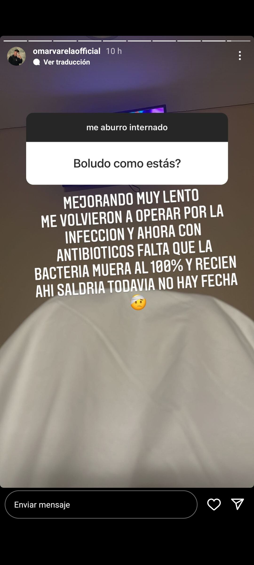 El procupante estado de salud de Omar Varela: está internado hace 22 días.