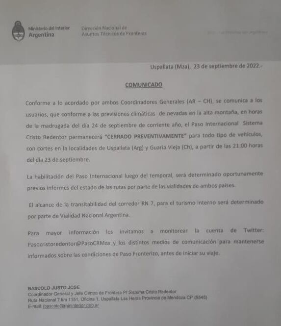 Comunicado oficial