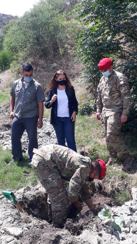 Personal municipal junto a efectivos del Ejército, plantaron unos 50 árboles de especies nativas.