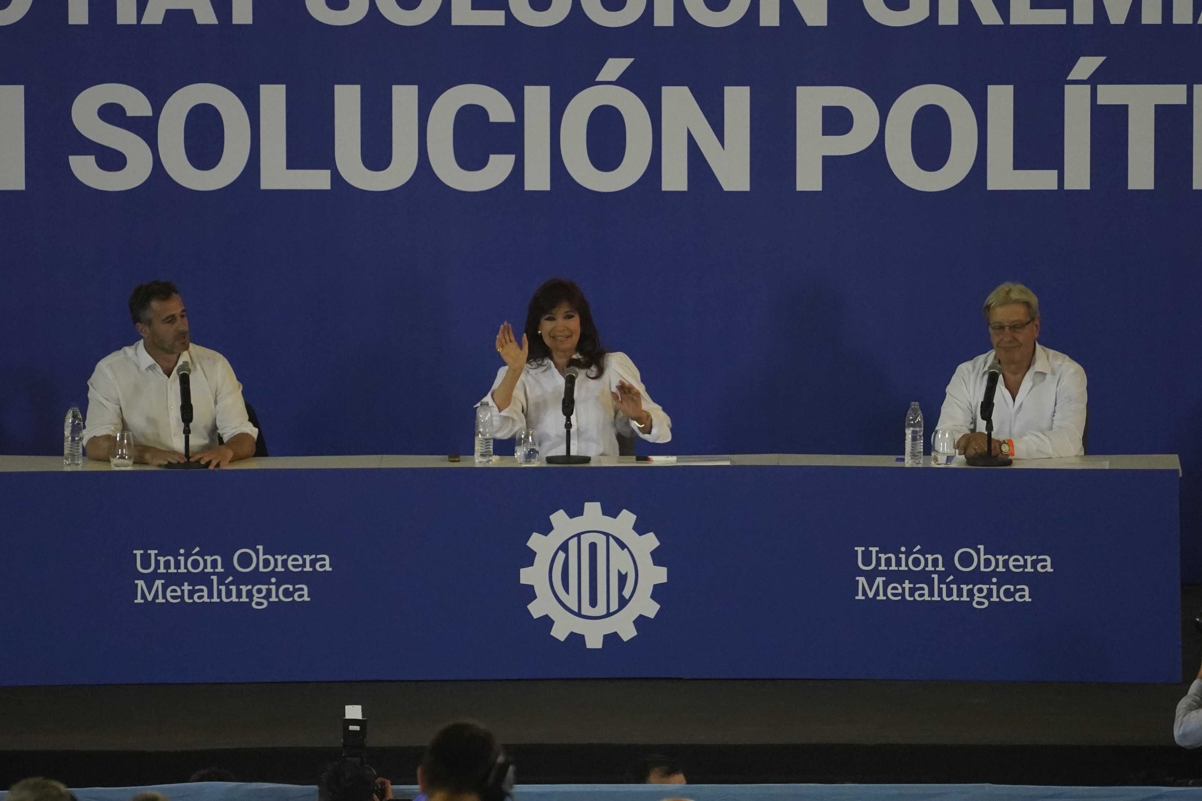 Cristina Kirchner, en el acto de la UOM en Pilar. Foto: Clarín.