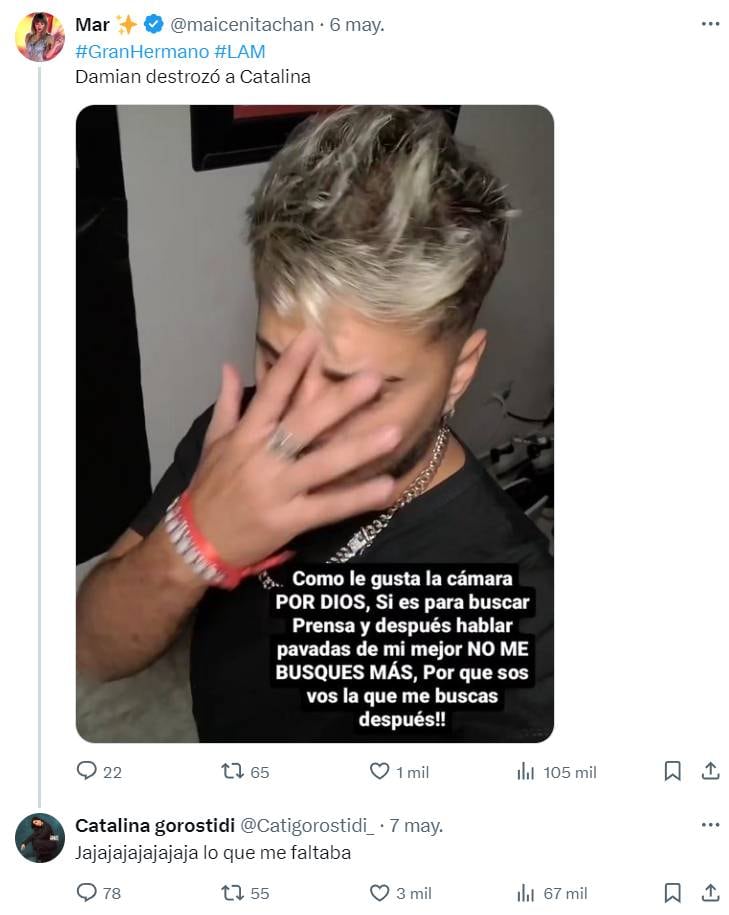 La influencer se burló de la reacción del joven porteño.