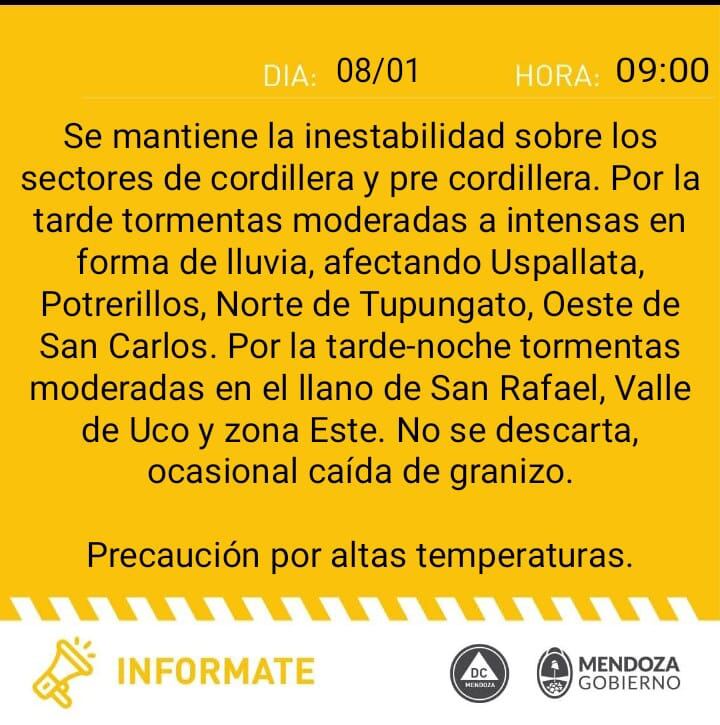 Alerta por altas temperaturas y tormentas.