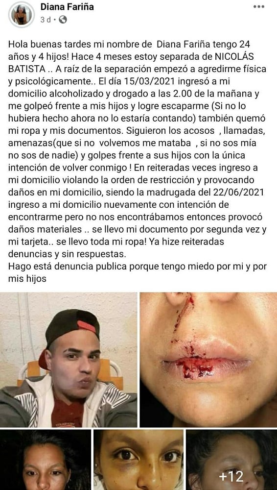 Denuncia pública en Facebook.