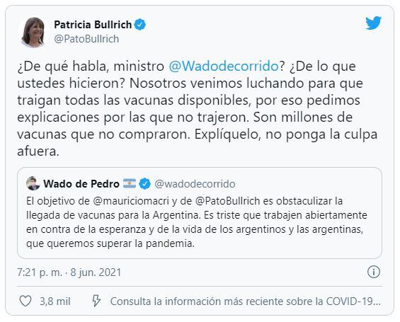 Tuit de Patricia Bullrich