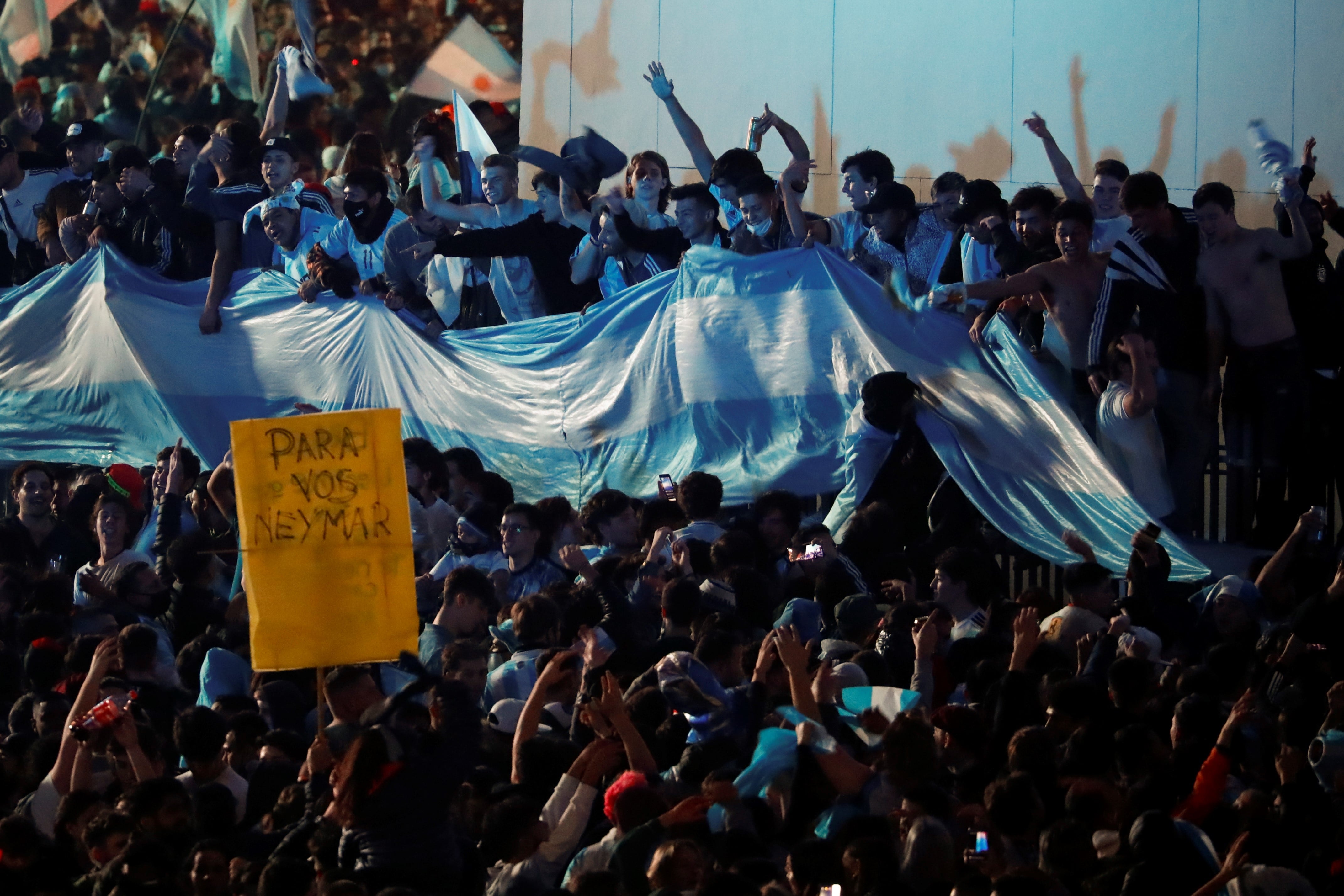 Los festejos de Argentina campeón en el Obelisco.