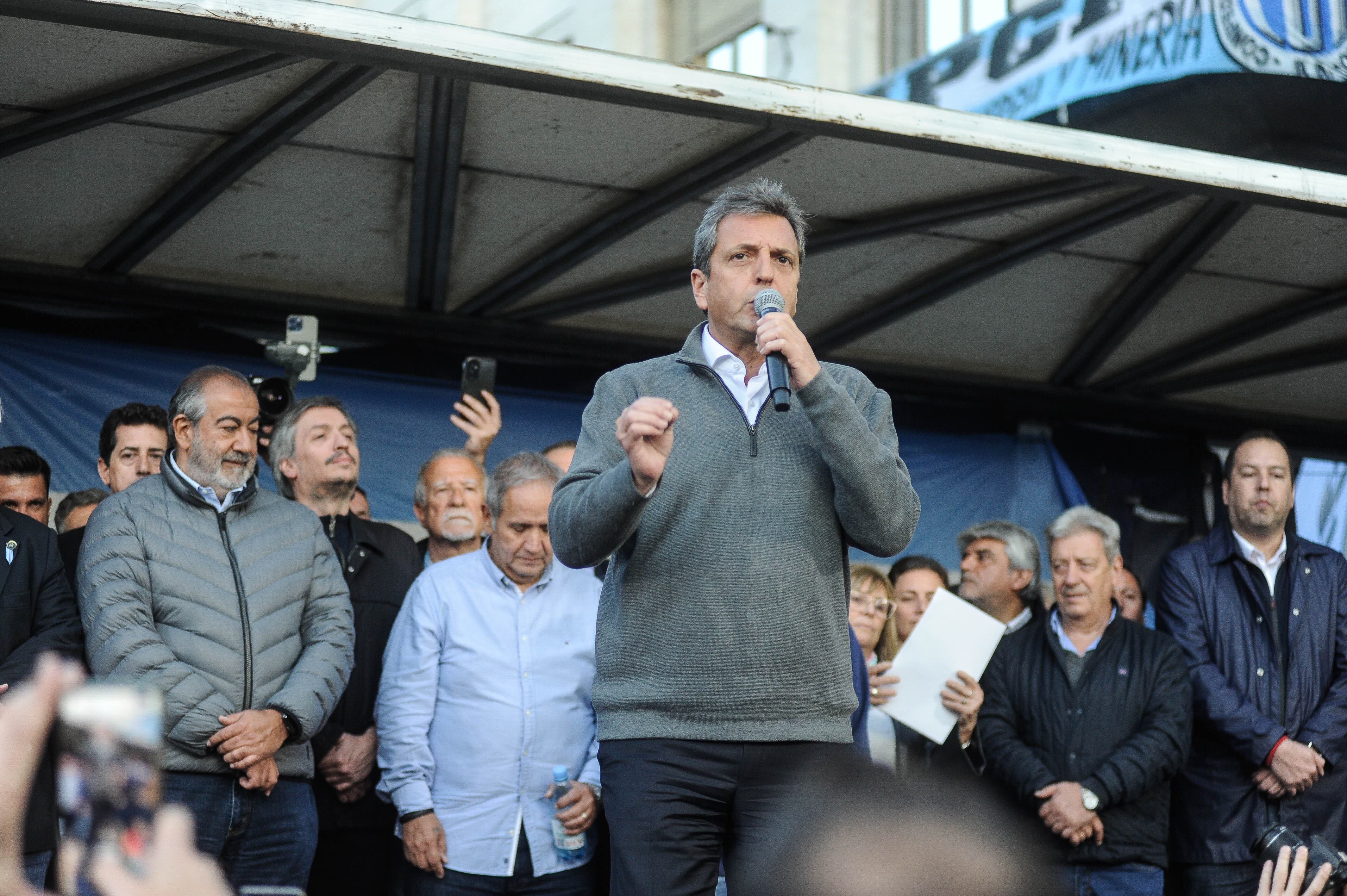 Massa en el acto de la CGT por el cambio del Impuesto a las ganancias.
Foto Federico Lopez Claro