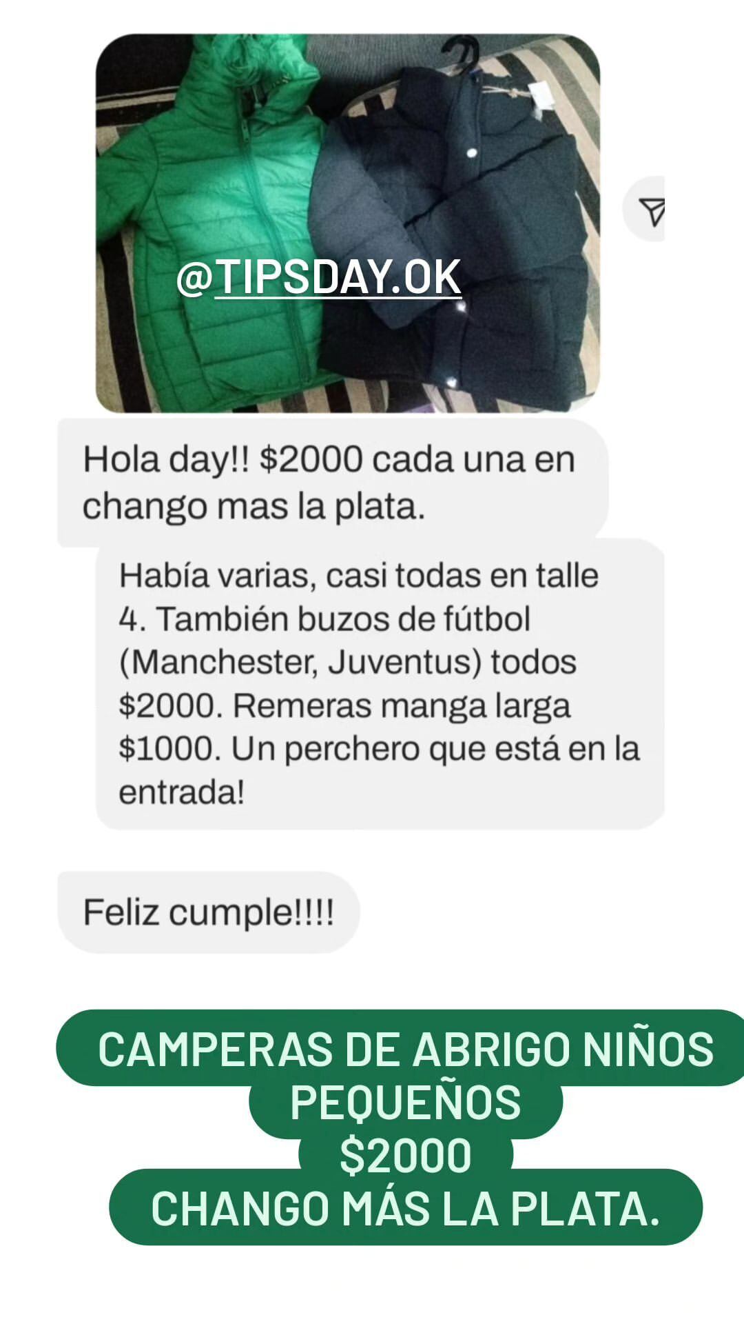 oferta de camperas para niños