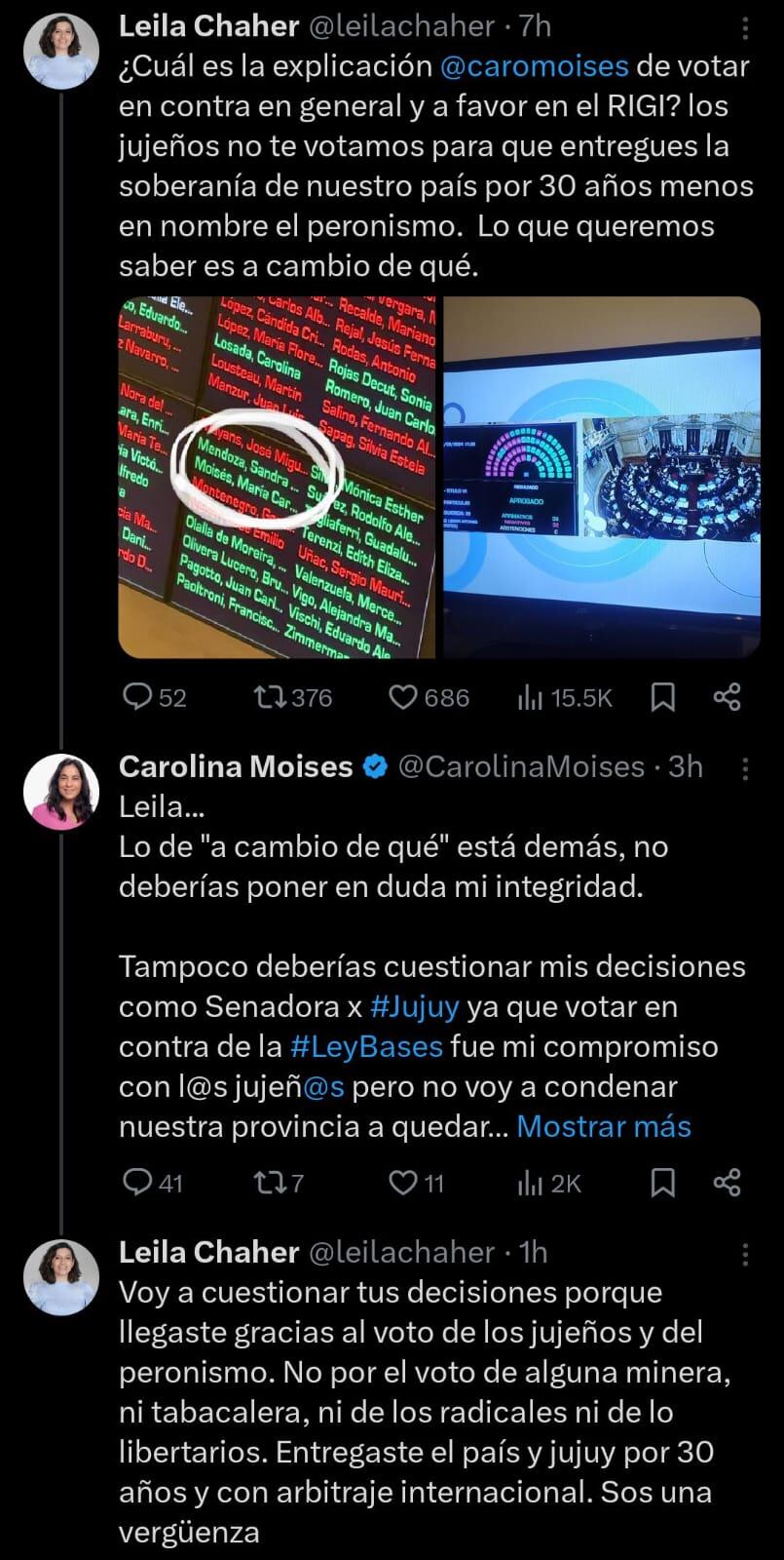 La diputada Leila Chaher hizo pública su fuerte crítica a la senadora Carolina Moisés, ambas integrantes del espacio Juntos por la Patria pero enfrentadas en la interna partidaria local. (Captura pantalla)