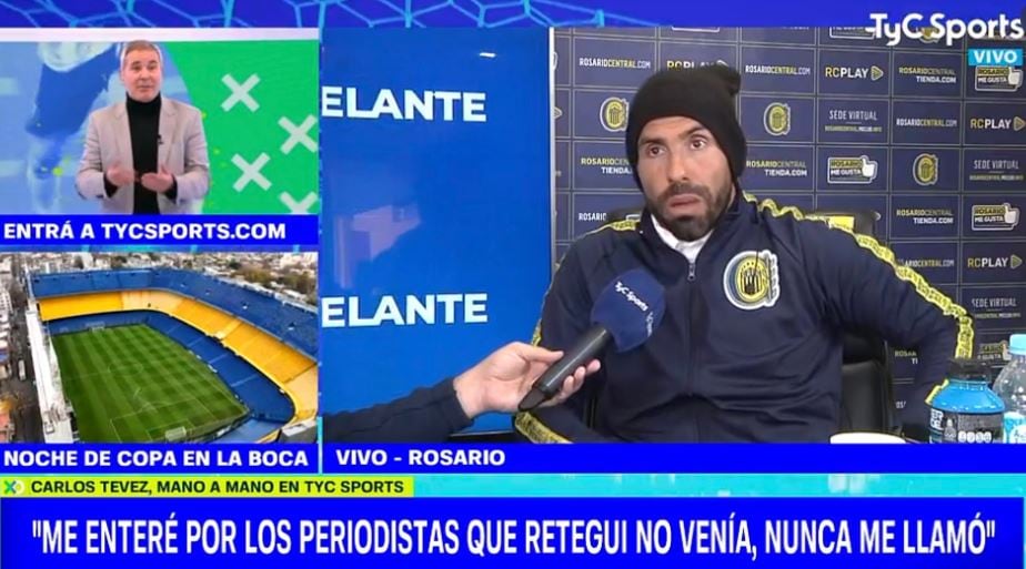 Carlos Tévez fue durísimo con Retegui, ahora su ex amigo. Foto: TyC Sports.