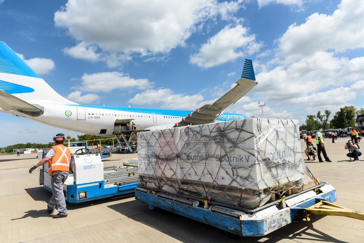 Vuelo de Aerolíneas que trajo de Rusia vacunas Sputnik V (Foto: Aerolíneas Argentinas)