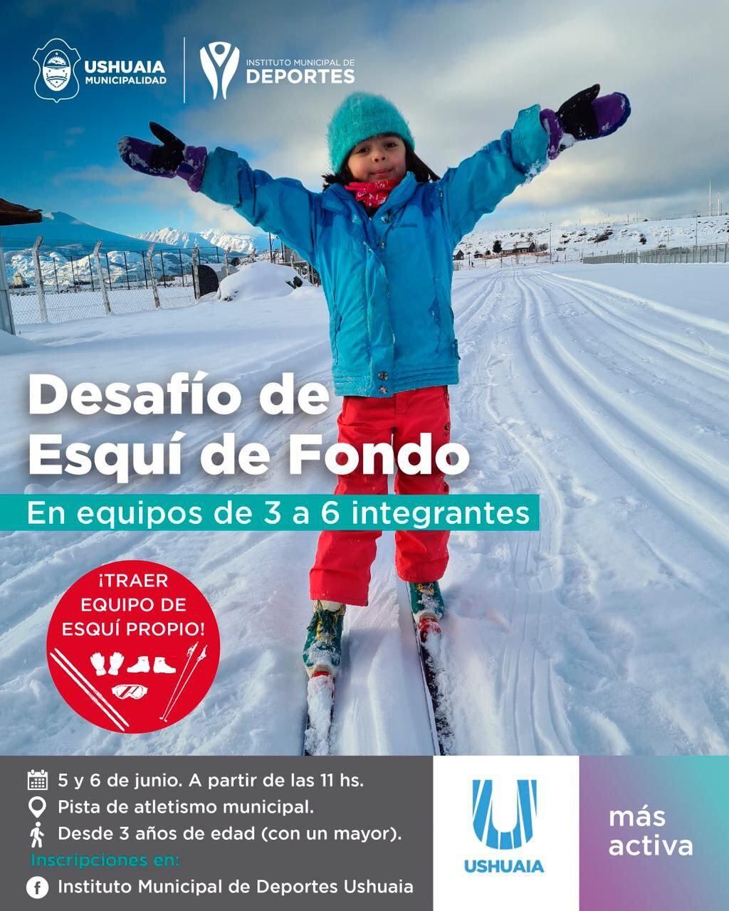 Este fin de semana se realizará una competencia de esquí de fondo por equipos