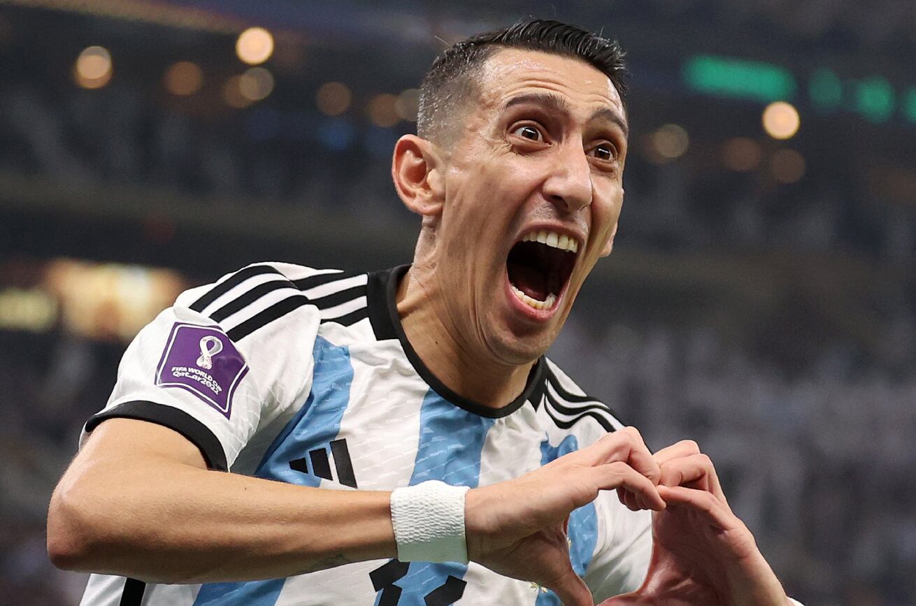 Ángel Di María marcó el 2 a 0 de Argentina ante Francia y desató la locura. (prensa Fifa).