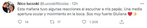 La información que dio Nicolás sobre la recuperación de su hermana.