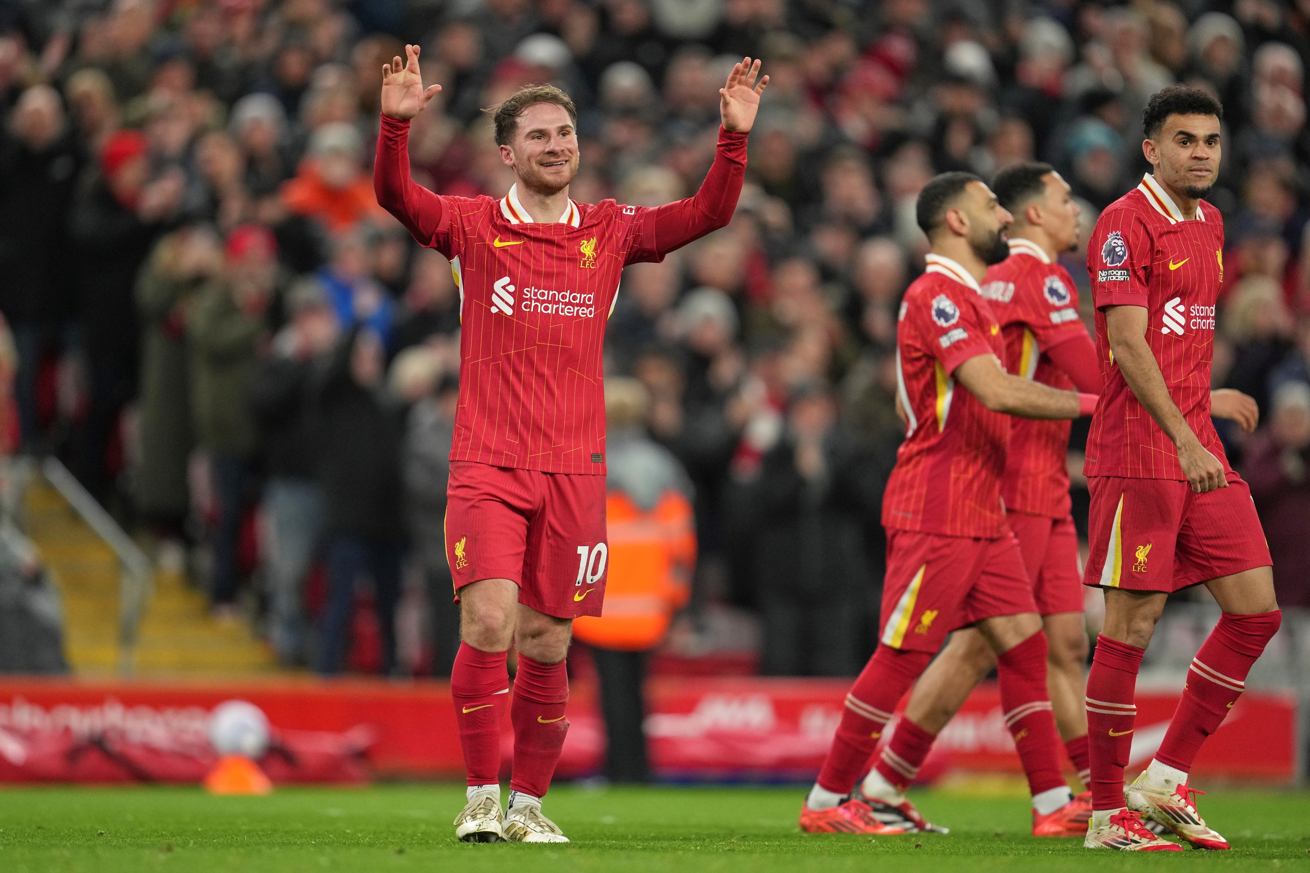 Alexis Mac Allister marcó a los 18 minutos de la segunda parte el segundo tanto del Liverpool ante Newcastle. (AP)