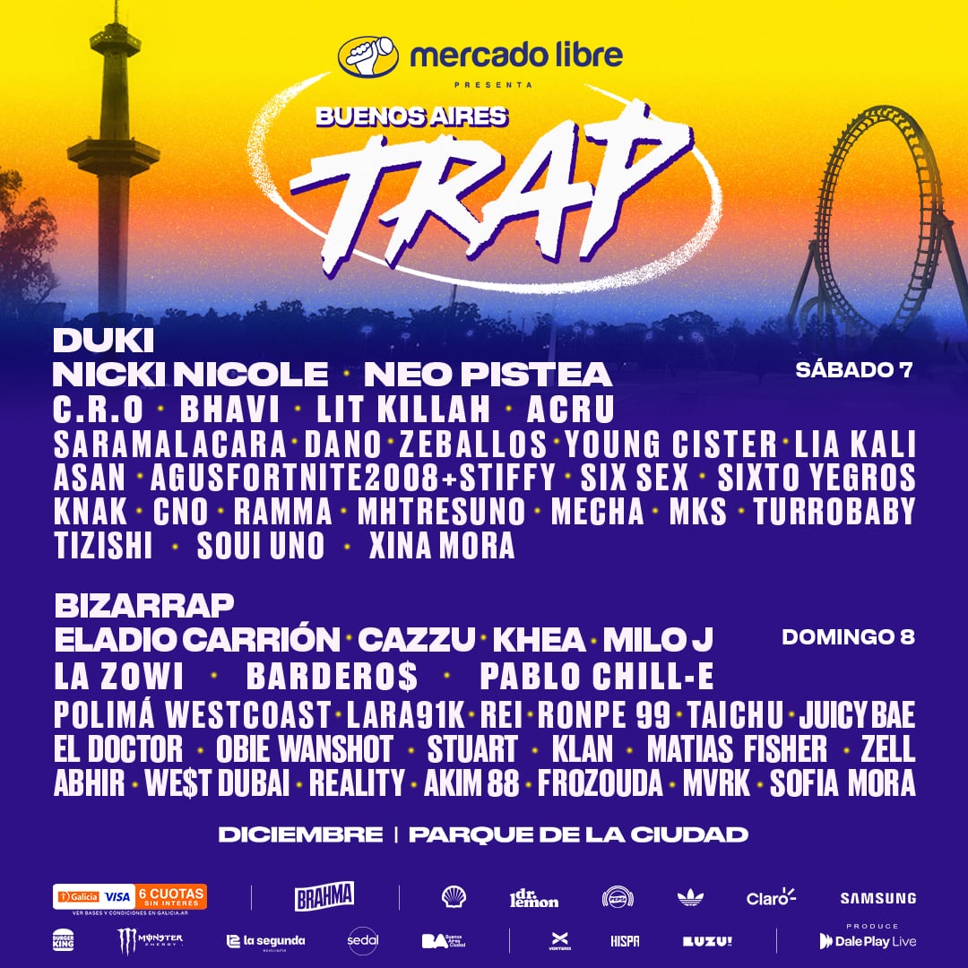 Horarios del Buenos Aires Trap 2024: así quedó el line up por día y qué artista se presentará en cada escenario