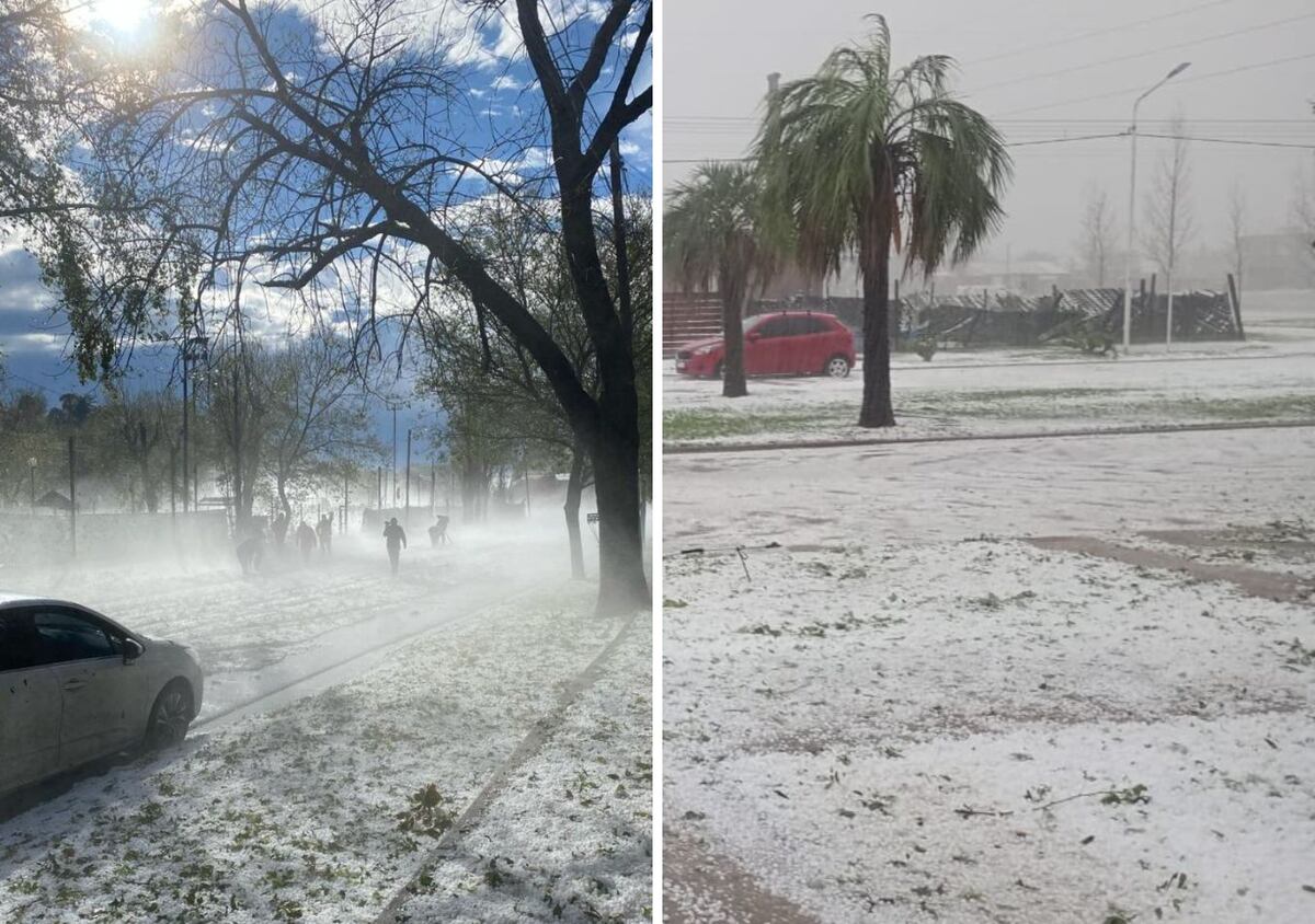 Fuerte tormenta y granizo en Rosario: las impactantes imágenes de las calles blancas