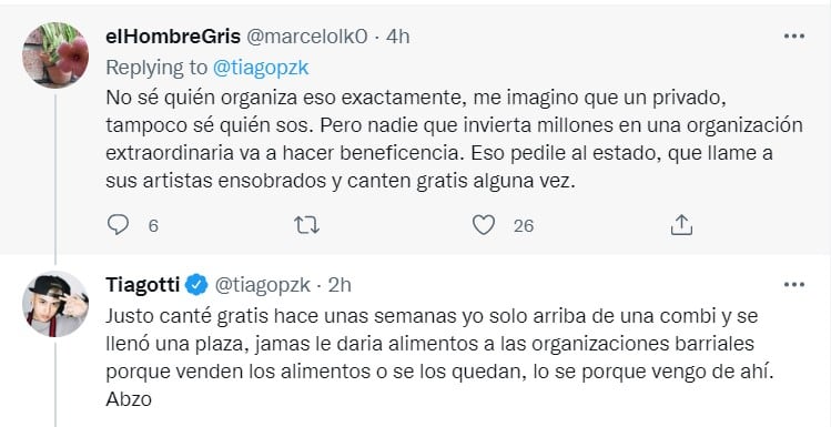 Debate por la decisión de Tiago PZK sobre hacer beneficencia con los Movistar Arena.