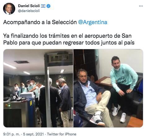 Daniel Scioli acompañó a la Selección Argentina para que cumpla con sus trámites migratorios en Brasil.