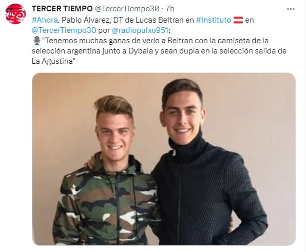 Paulo Dybala, amigo de la familia de Lucas Beltrán. Formados en Instituto.