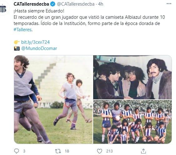 Talleres y su homenaje a "Cara de Muerto", como apodaban al ex lateral por izquierdo.