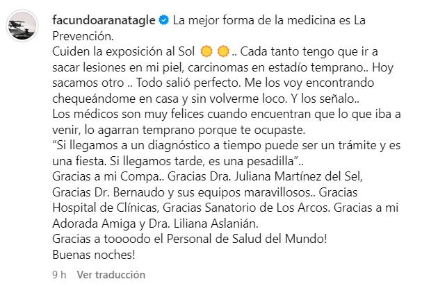 Facundo Arana habló sobre su enfermedad: ¿qué tipo de cáncer tiene?