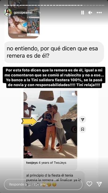 Las publicaciones de Pochi sobre Tini.