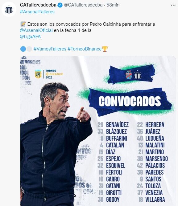 Los elegidos por Pedro Caixinha para el compromiso de Talleres este sábado. Con Julio Buffarini y Hécor Fértoli.