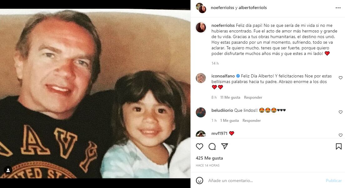 La publicación de Noelia a Ferriols por el día del padre.