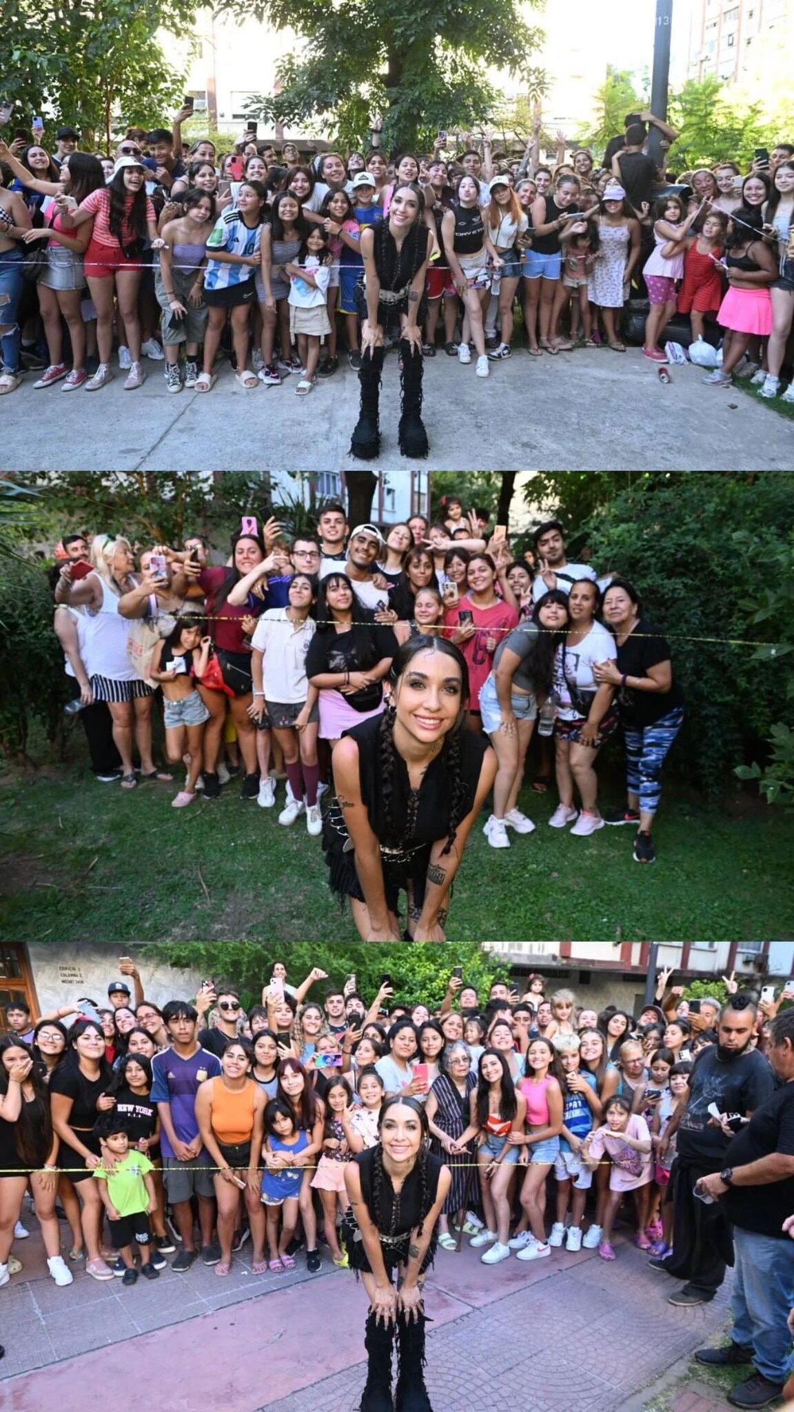 María Becerra se fotografió con los vecinos de Villa Lugano