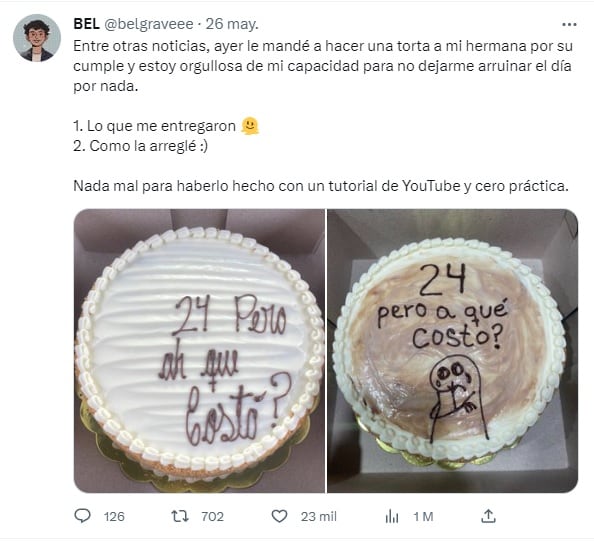 Encargó una torta para su hermana y se la entregaron con un grave error