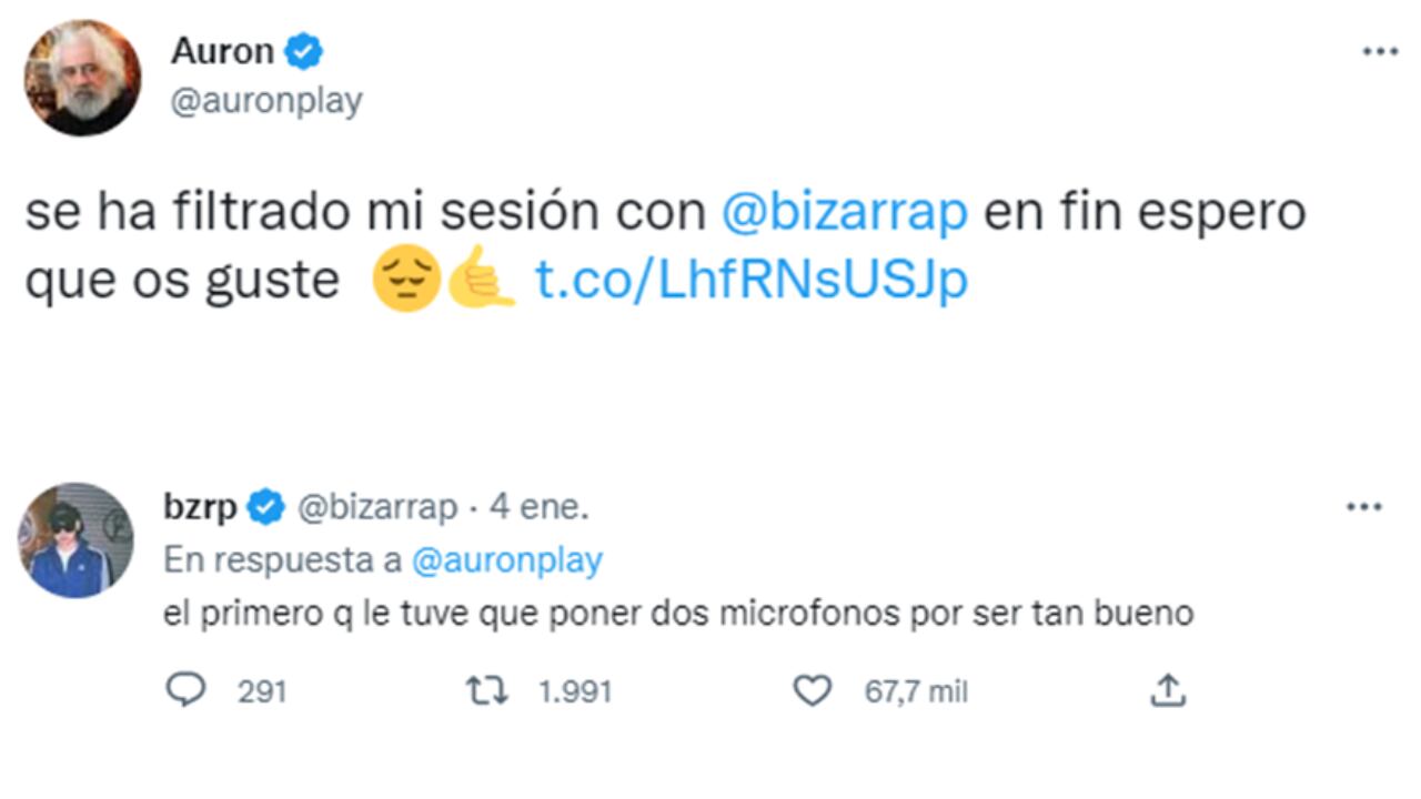 El ida y vuelta de AuronPlay y Bizarrap en Twitter.