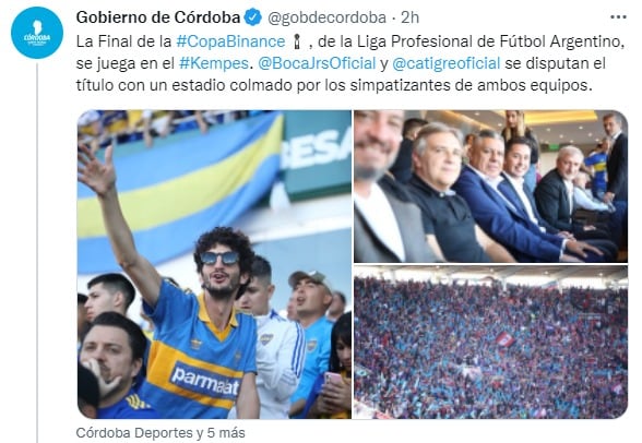 Chiqui Tapia presenció la final Boca-Tigre junto a varias de las principales autoridades de al provincia.