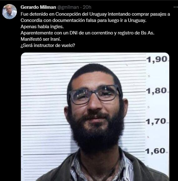 El diputado nacional Gerardo Milman informó sobre la detención del iraní.