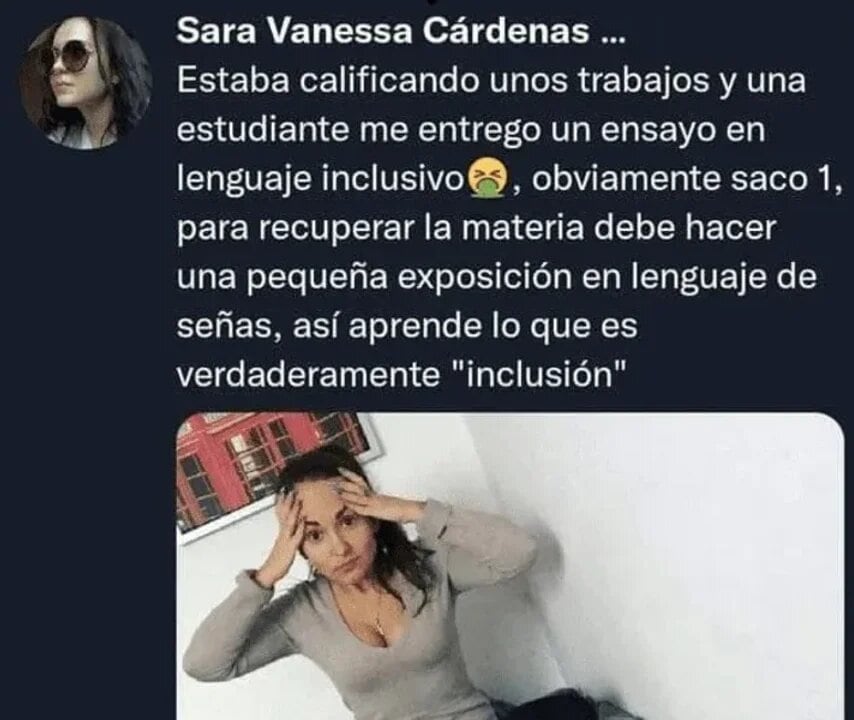 El posteo de la docente que desaprobó a su alumna por presentar la tarea en lenguaje inclusivo.