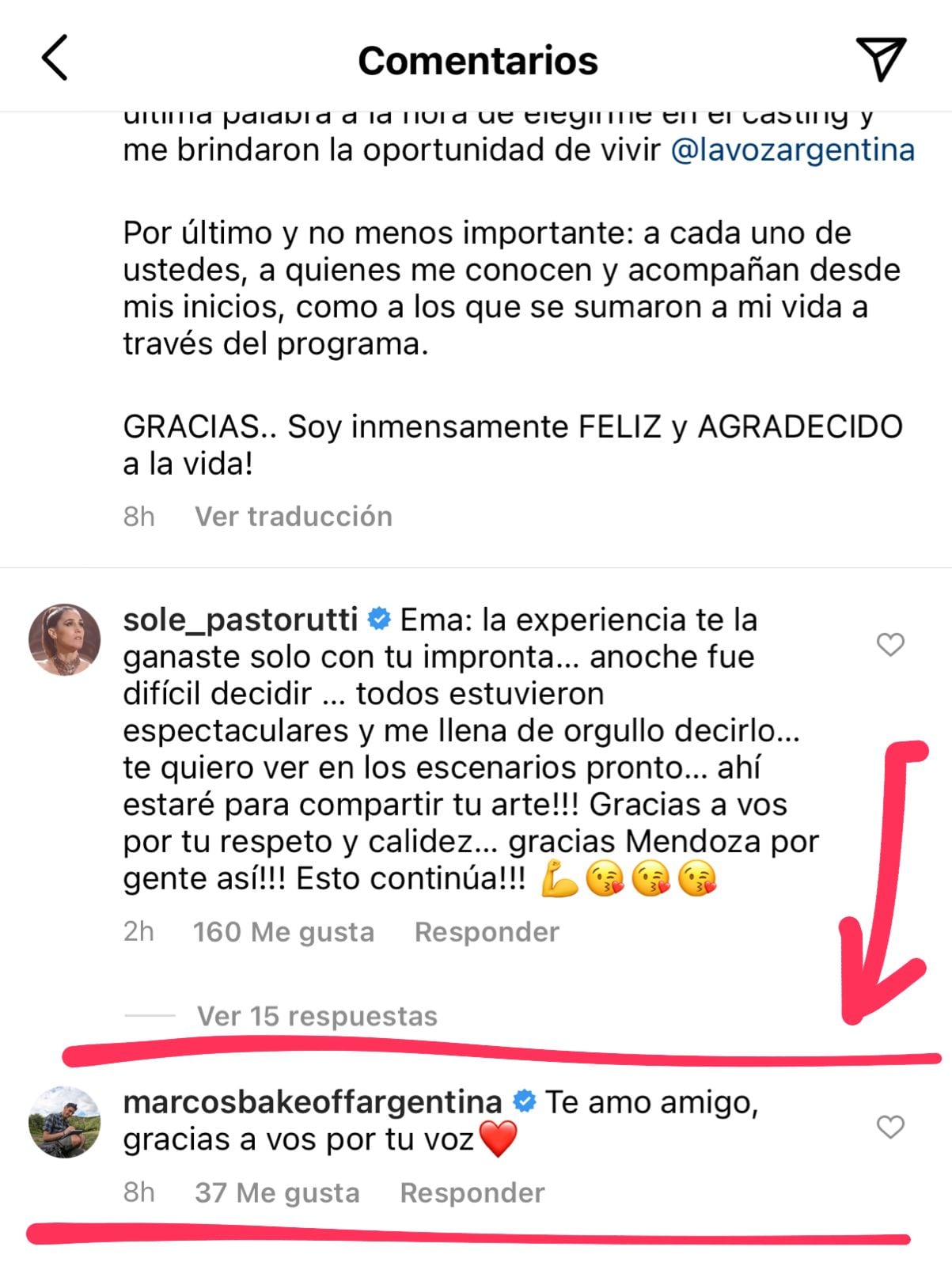 Marcos de Bake Off y su amistad con Emanuel Rivero Famá de La Voz Argentina.