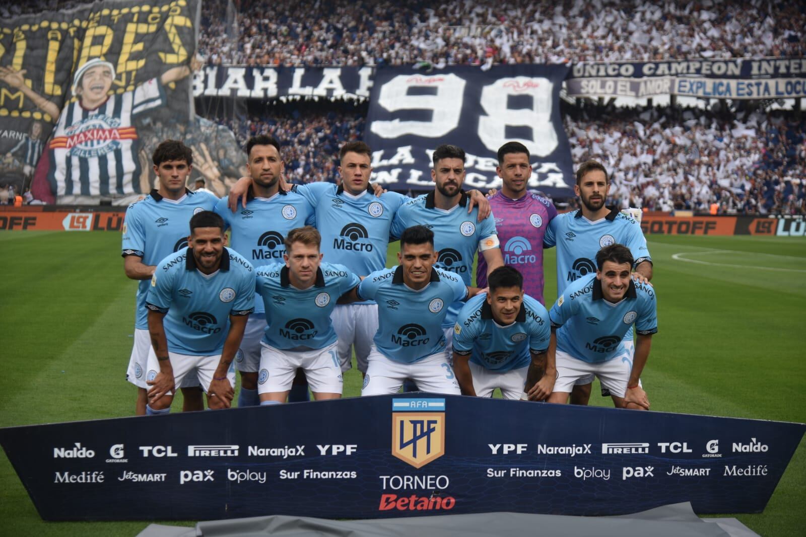 La formación inicial de Belgrano en el clásico ante Talleres, por la fecha 17 de la Liga Profesional. (Facundo Luque / La Voz)