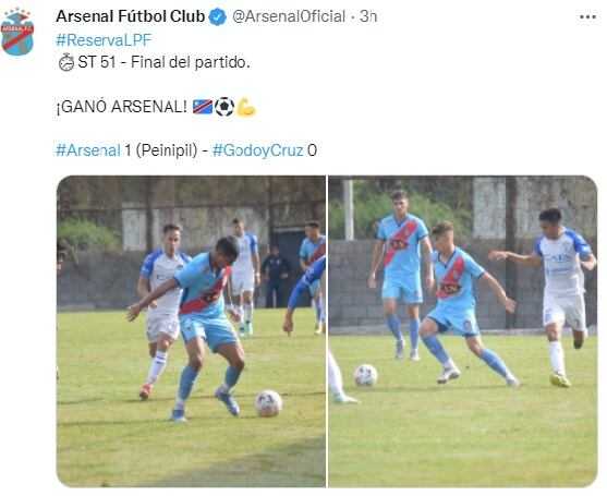 Arsenal derrotó 1-0 1 Godoy Cruz en el partido de Reserva.