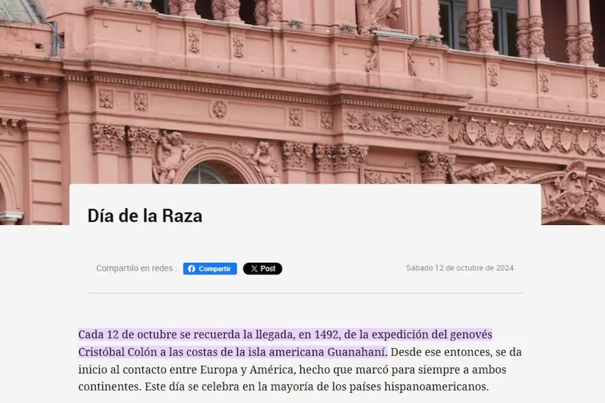 Polémica por el video que publicó el Gobierno para conmemorar el 12 de octubre
