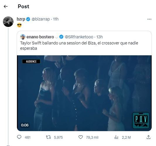 Taylor Swift bailó al ritmo de Bizarrap y Shakira